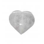 Seleniet hart 7cm, gegraveerd, fleur of life